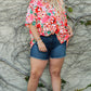 Plus Size Floral V-Neck Half Sleeve Shirt