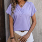 Mandy Textured Surplice Short Sleeve Blouse