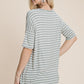 BOMBOM Striped Round Neck T-Shirt