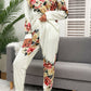 Printed Round Neck Top and Pants Lounge Set