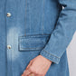 Lapel Collar Washed Denim Top