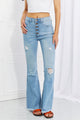 Vibrant MIU Full Size Jess Button Flare Jeans Light