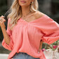 Dropped Shoulder V-Neck Blouse