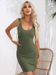 Scoop Neck Sleeveless Bodycon Dress Army Green