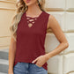 Eyelet Crisscross V-Neck Tank