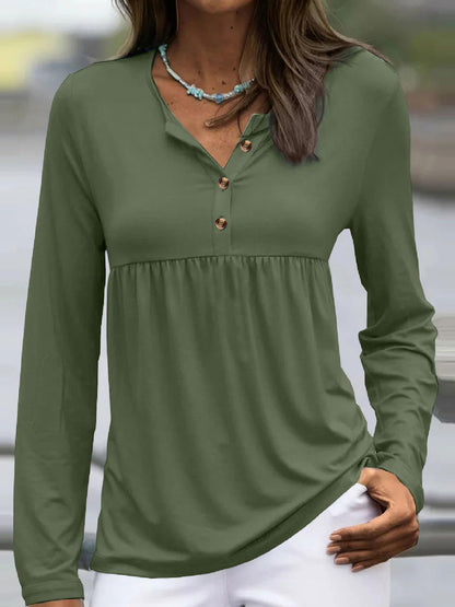 Half Button Long Sleeve T-Shirt