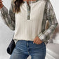 Perfee Plaid Half Button Long Sleeve T-Shirt