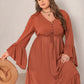 Plus Size V-Neck Flare Sleeve Maxi Dress