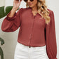 Button Up Flounce Sleeve V-Neck Shirt