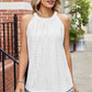 Eyelet Round Neck Sleeveless Top