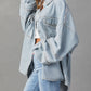 Button Down Raw Hem Denim Jacket