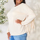 Celeste Full Size Fringe Detail Long Sleeve Blouse