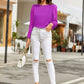 Round Neck Long Sleeve Blouse