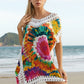 Openwork Printed Round Neck Cover Up