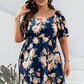 Plus Size Floral Print V-Neck Flutter Sleeve Mini Dress