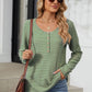 Striped Half Button Long Sleeve T-Shirt