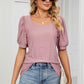 Eyelet Puff Sleeve Round Neck Top