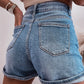 Rhinestone High Waist Denim Shorts