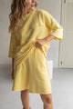 Round Neck Long Sleeve Top and Shorts Set Banana Yellow