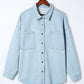 Plus Size Snap Down Pocketed Denim Jacket