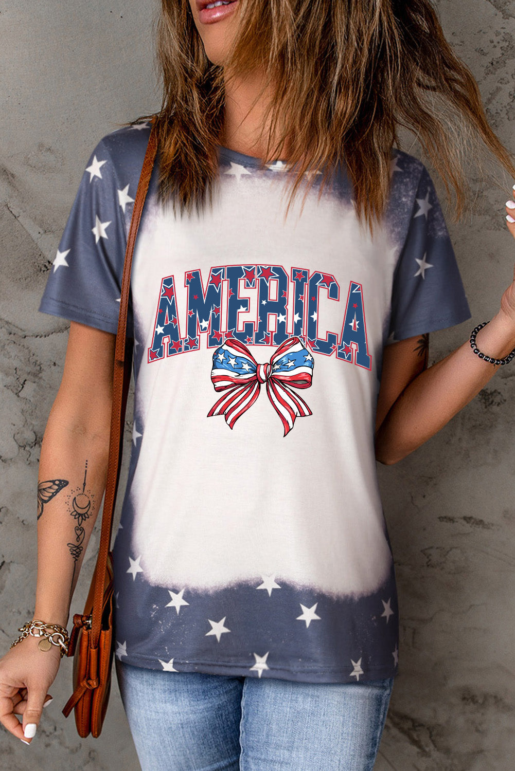 AMERICA Round Neck Short Sleeve T-Shirt