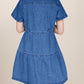 Button Up Short Sleeve Denim Dress