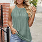 Eyelet Round Neck Sleeveless Top