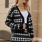 Geometric Dropped Shoulder Cardigan and Knit Skirt Set