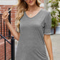 V-Neck Smocked Short Sleeve T-Shirt