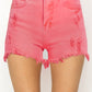 RISEN High Waist Frayed Hem Denim Shorts