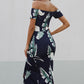 Printed Off-Shoulder Split Dress