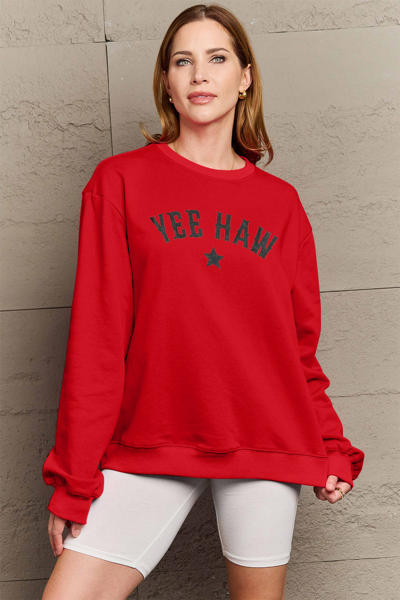 Simply Love Full Size YEEHAW Graphic Round Neck Sweatshirt