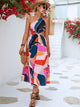 Printed Cutout One-Shoulder Sleeveless Dress Magenta