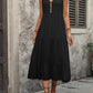 Decorative Button Notched Sleeveless Dress