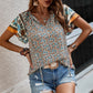 Tied Printed Short Sleeve Blouse