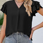 Full Size Ruffled V-Neck Cap Sleeve Blouse