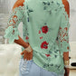 Full Size Lace Printed Half Sleeve Blouse