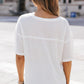 Waffle-Knit V-Neck Dropped Shoulder Blouse