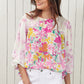 Double Take Floral Round Neck Flounce Sleeve Blouse