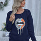 Shiny Lip Graphic Round Neck Sweatshirt