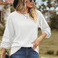 Eyelet Round Neck Long Sleeve T-Shirt