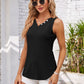 Eyelet Decorative Button V-Neck Tank