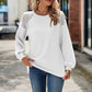 Round Neck Dropped Shoulder Eyelet Top