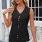 Decorative Button Eyelet V-Neck Tank