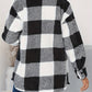 Plaid Button Up Long Sleeve Fuzzy Outerwear