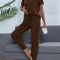 Round Neck Top and Pants Lounge Set