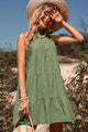 Tie Back Sleeveless Tiered Dress Green