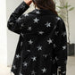 Collared Neck Star Print Long Sleeve Denim Jacket