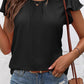 Ruffled Round Neck Cap Sleeve Blouse