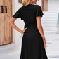 Surplice Neck Flutter Sleeve Dress